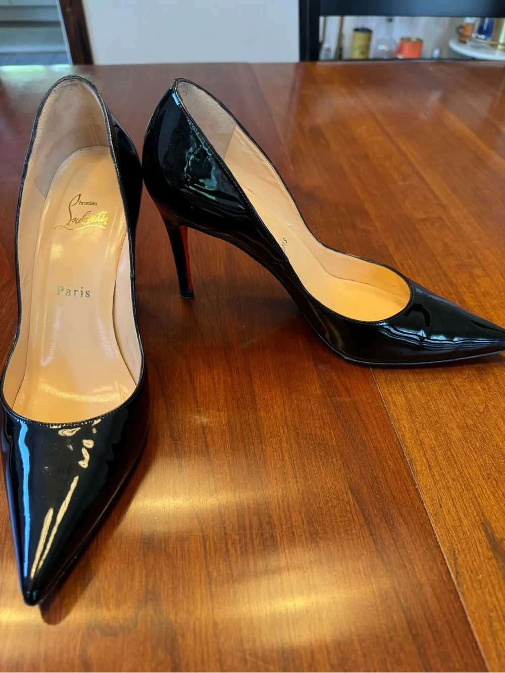 Christian Louboutin Black Patent Pointed-Toe Stiletto Pumps